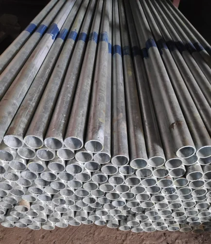 Jindal GI pipes showcased in a warehouse