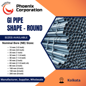 Round GI pipes stacked neatly with galvanized finish in Kolkata