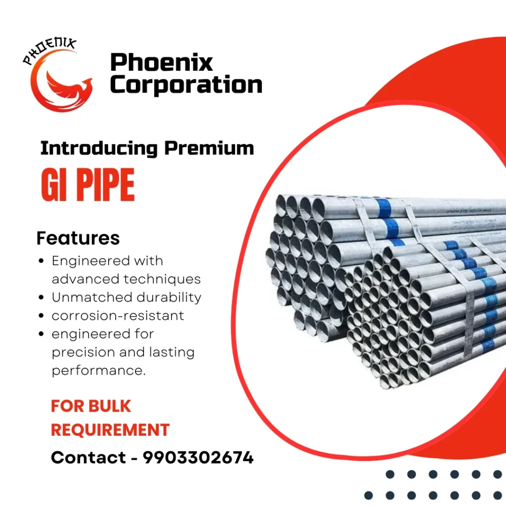 High-quality GI Pipe in Haldia by Phoenix Corporation engineered for durability and superior performance in industrial and construction projects.